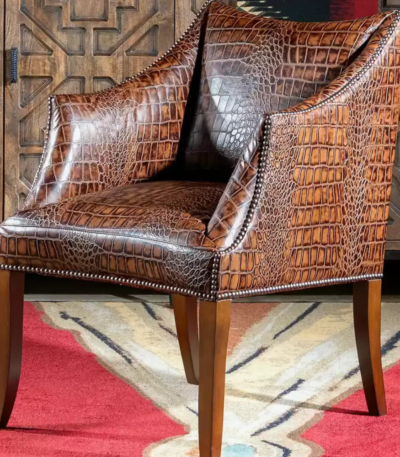 Embossed Leather Accent Chair