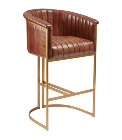 Pecan Leather Bar Stool