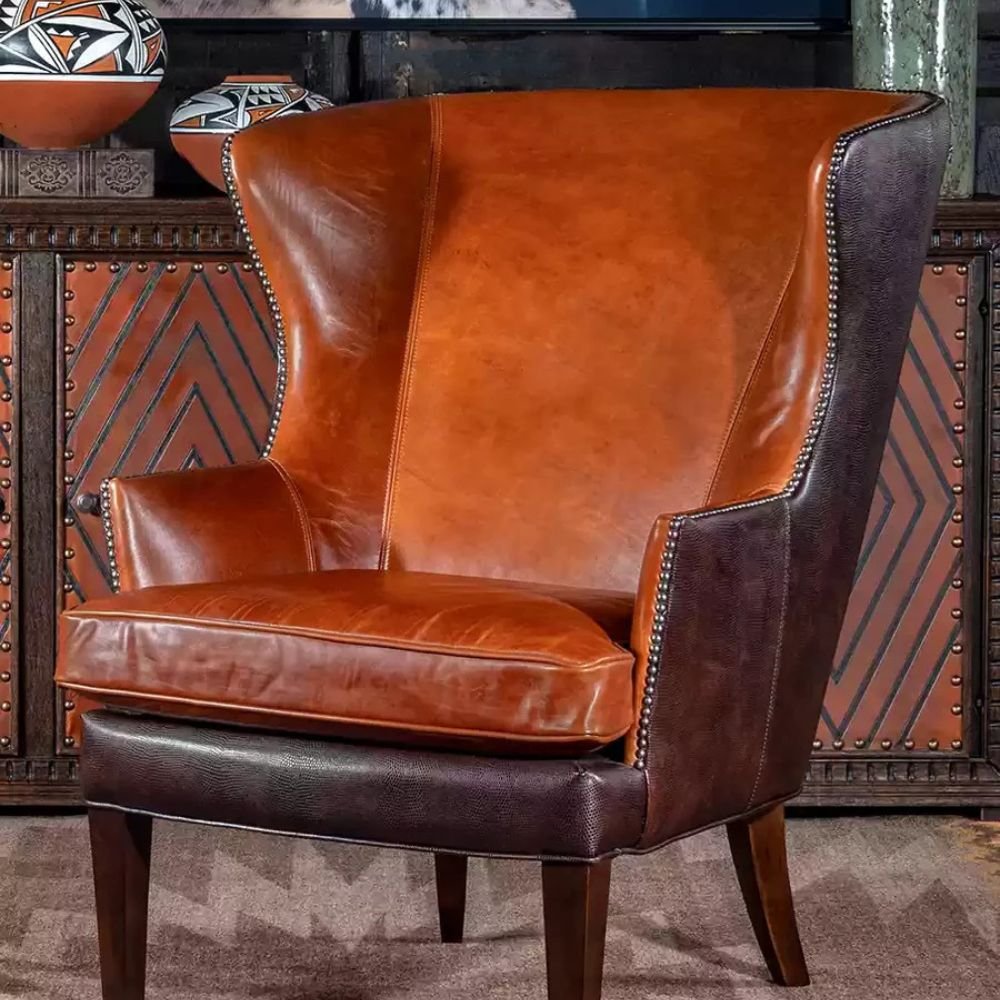 Stamped Leather Wingchair