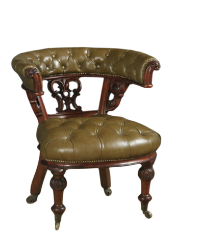 Teak Leather Office Chair