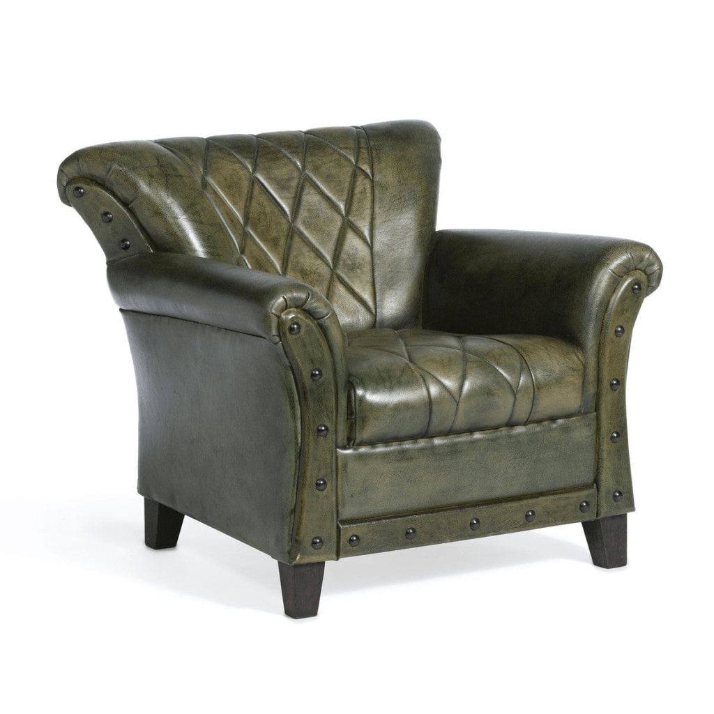 Leather Rustic Green Accent Chair