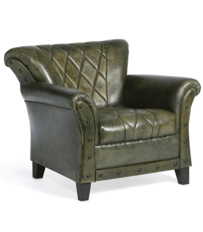 Leather Rustic Green Accent Chair