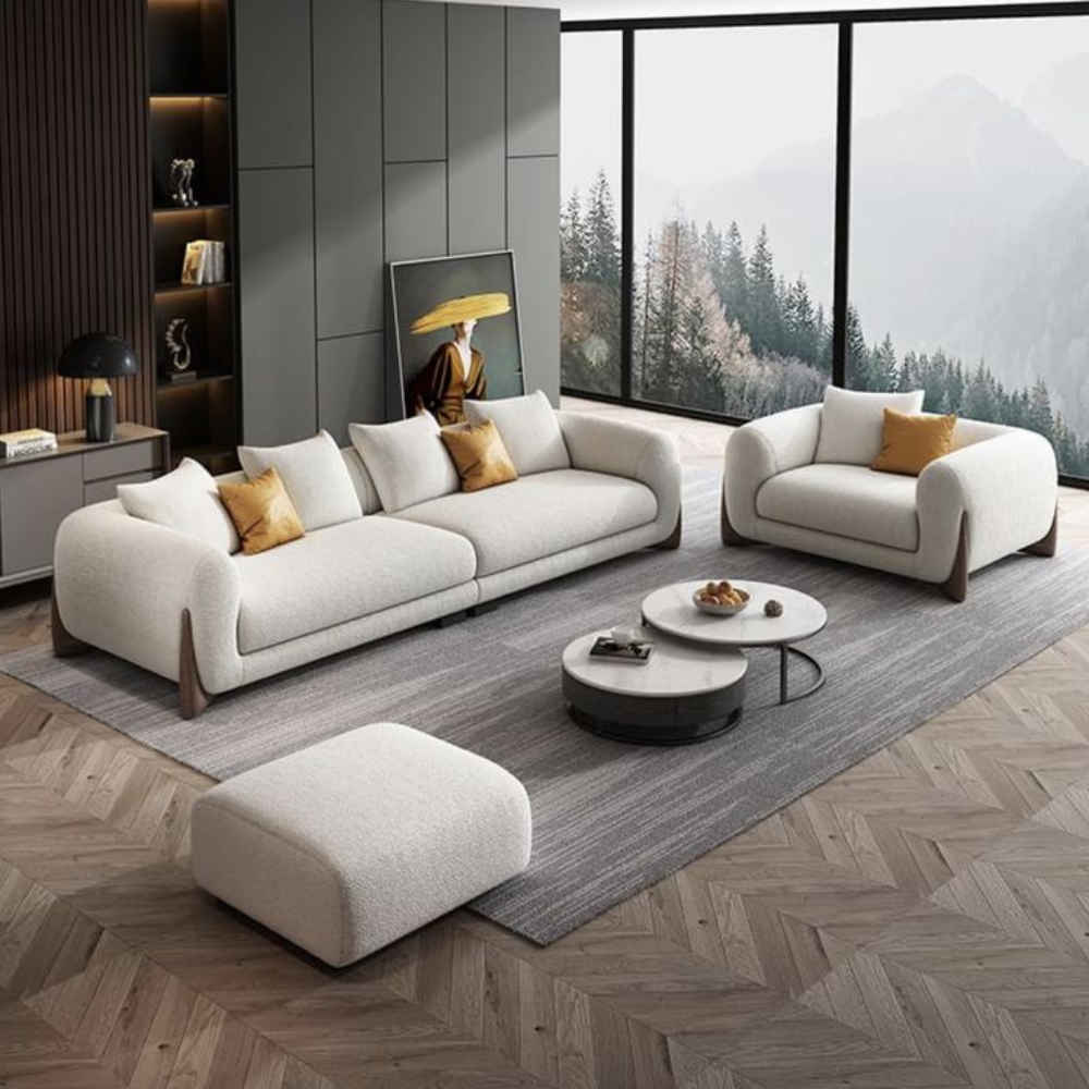 Teak and Tanned Sofa