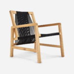 Teak Armchair -Black Traditional Cord