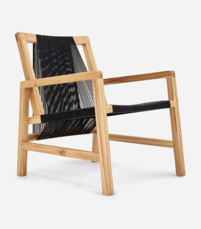 Teak Armchair -Black Traditional Cord