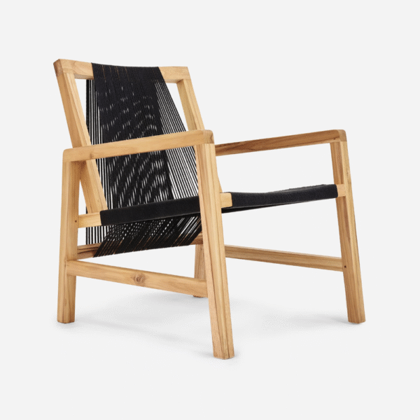 Teak Armchair -Black Traditional Cord